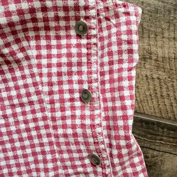 Xhilaration Vintage 90s Gingham Button Overall Pinafore Dress, Red White,11 - Picture 8 of 8